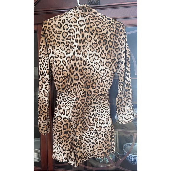 ZARA leopard print, wrap, side tie, romper jumpsuit onesie. - Picture 2 of 4